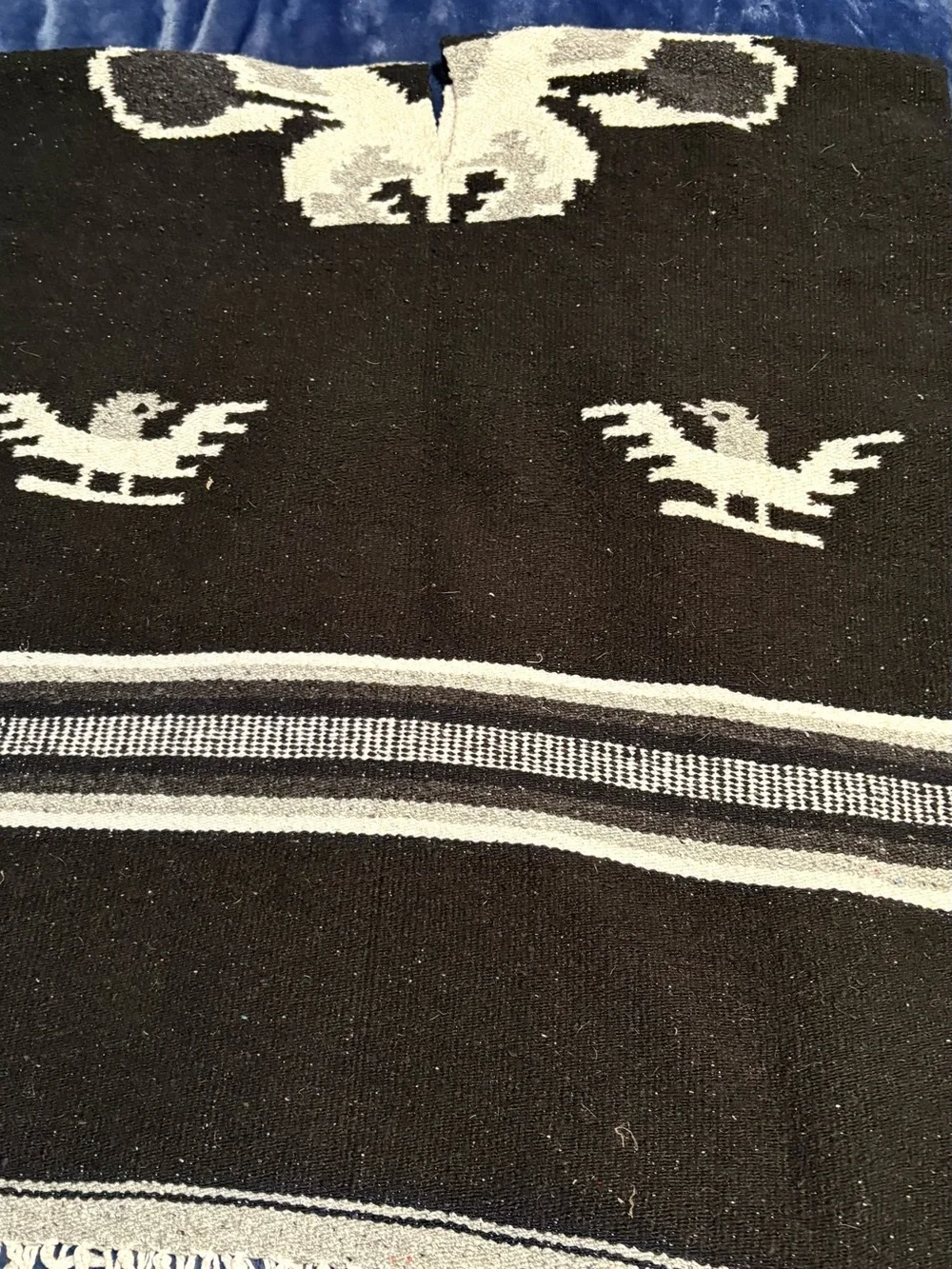 Men's Black and White Patterned Sweater Poncho